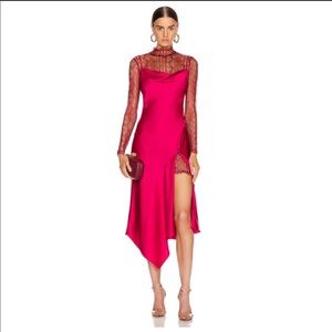 Jonathan Simkhai Red Lace Overlay Slip Dress